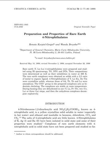 Preparation and Properties of Rare Earth 4-Nitrophthalates