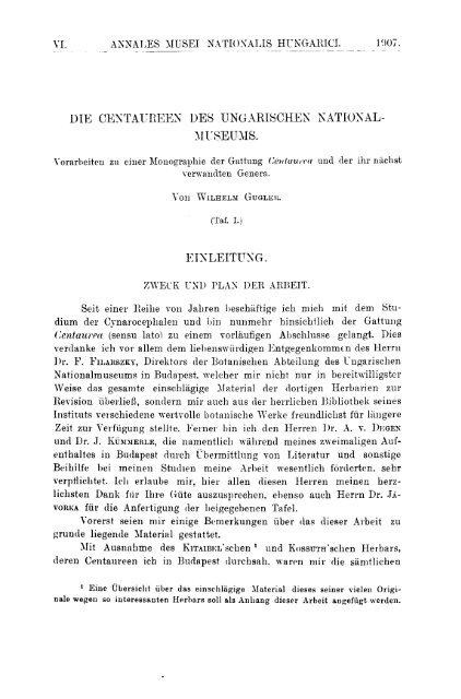 A Magyar Természettudományi Múzeum évkönyve 6. (Budapest 1908)