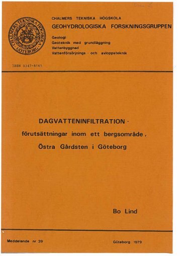 Dagvatteninfiltration - Förutsättningar inom ett bergområde, Östra ...