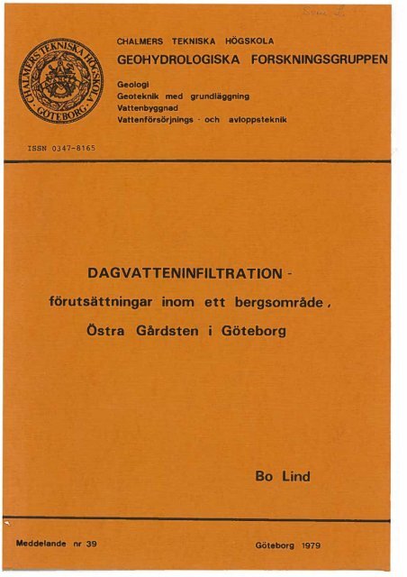 Dagvatteninfiltration - Förutsättningar inom ett bergområde, Östra ...