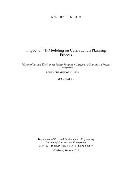 impact of 4d modeling on construction planning process - Chalmers ...