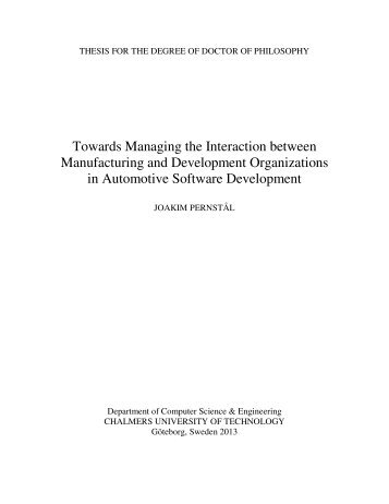 Towards Managing the Interaction between Manufacturing and ...