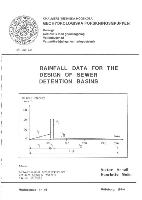 Rainfall data for the design of sewer detention basins