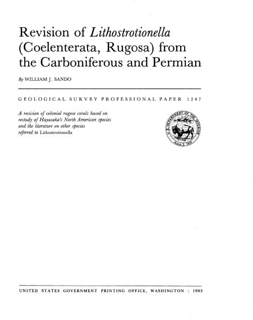 Revision of Lithostrotionella - USGS