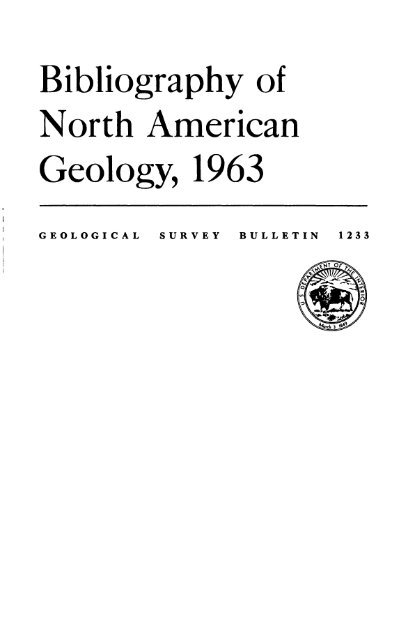 Bibliography of North American Geology, 1963 - USGS