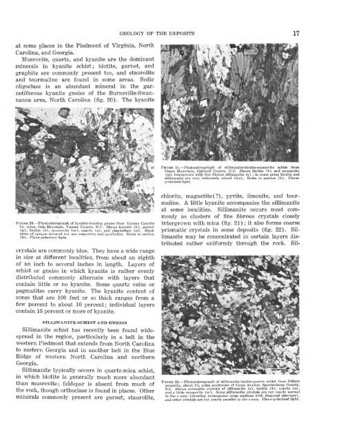 Kyanite, Sillimanite, and Andalusite Deposits of the Southeastern ...