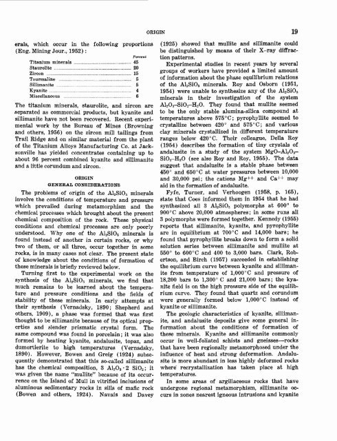 Kyanite, Sillimanite, and Andalusite Deposits of the Southeastern ...