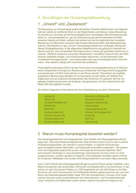 Unternehmensstudie: Bewertung von Humankapital - PwCPlus