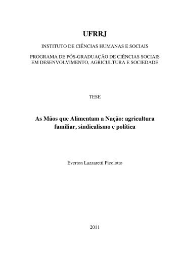 As Mãos que Alimentam a Nação: agricultura familiar ... - R1 - UFRRJ