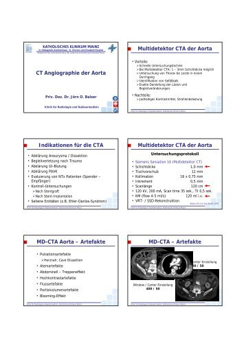 CT Angiographie der Aorta Multidetektor CTA der Aorta Indikationen ...