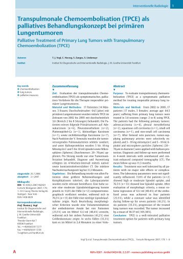 Transpulmonale Chemoembolisation (TPCE) - Institut für ...