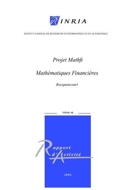 Rapport d'activité 2002, Projet MATHFI - RAweb - Inria