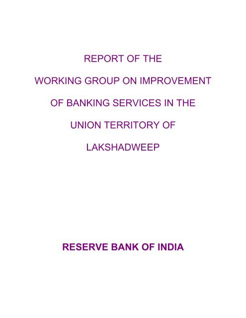 report of the working group on improvement of banking services