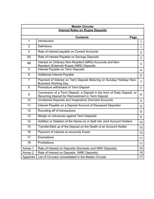 Master Circular - RBI Website - Reserve Bank of India