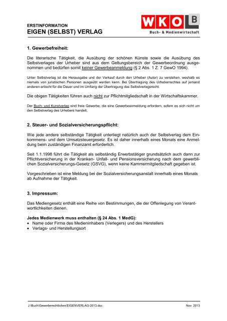 Erstinformation Eigenverlag - Buchwirtschaft.at