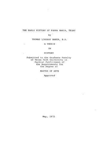 THE EARLY HISTORY OF PANNA MARIA, TEXAS ... - Repositories