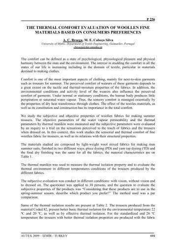 the thermal comfort evaluation of woollen fine materials based on ...