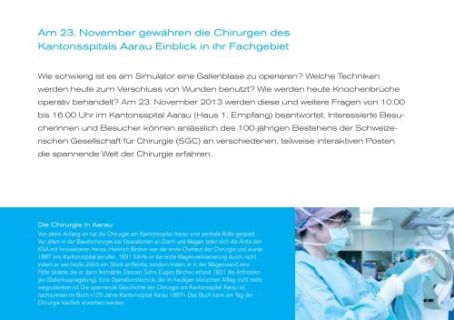 Tag der Chirurgie am KSA - Kantonsspital Aarau