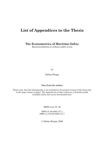 List of Appendices to the Thesis - RePub