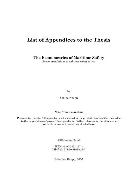appendix in bachelor thesis