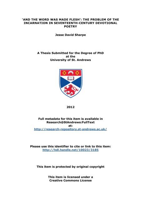 Jesse Sharpe PhD thesis - Research@StAndrews:FullText ...