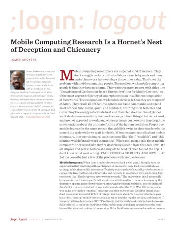 Mobile Computing Research Is a Hornet's Nest of Deception and ...