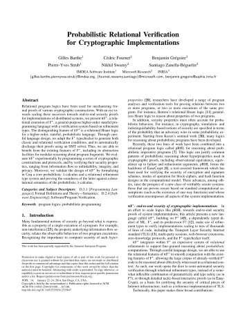 Probabilistic Relational Verification for Cryptographic Implementations