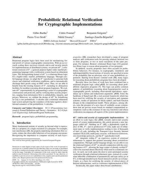 Probabilistic Relational Verification for Cryptographic Implementations