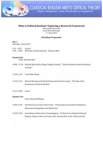 What is Political Realism? Exploring a Research Framework