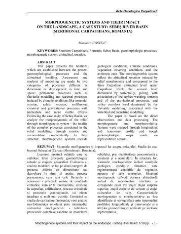 morphogenetic systems and their impact on the landscape, a case ...