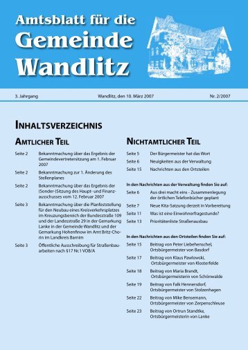 Amtsblatt für die Gemeinde Wandlitz