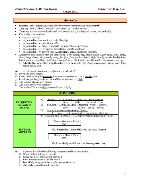 Adverbs ADVERBS: - RUA
