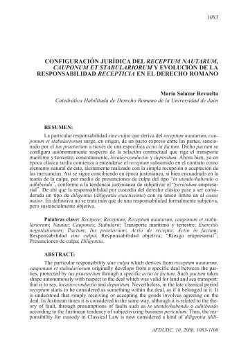 Configuración jurídica del receptum nautarum ... - Ruc UDC