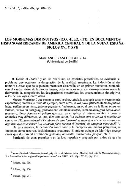 los morfemas diminutivos -ico, -illo, -ito, en documentos ... - RUA