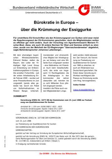 Bürokratie in Europa – über die Krümmung der Essiggurke - Rundbrief