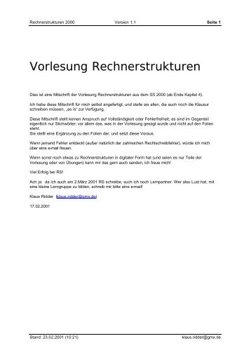 Vorlesung Rechnerstrukturen - S-Inf