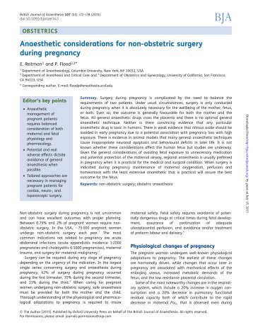 Anaesthetic considerations for non-obstetric surgery ... - Sapmea