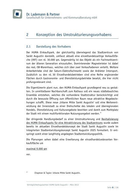 Verträglichkeitsgutachten (Einzelhandel) - Stadt Sankt Augustin