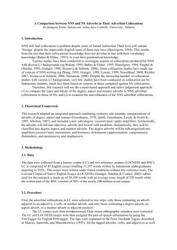 A Comparison between NNS and NS Adverbs in Their Adverbial ...