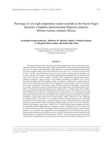 Petrology of very high temperature crustal xenoliths in the Puente ...