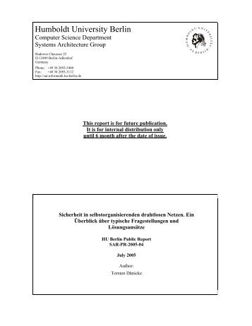 Humboldt University Berlin - sar@informatik.hu-berlin.de - Humboldt ...