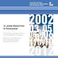 10 Jahre Marketing in Hohenheim - Lehrstuhl für Marketing I
