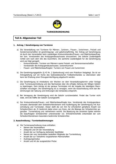 Turnierordnung - Südwestdeutscher Fußballverband e.V.