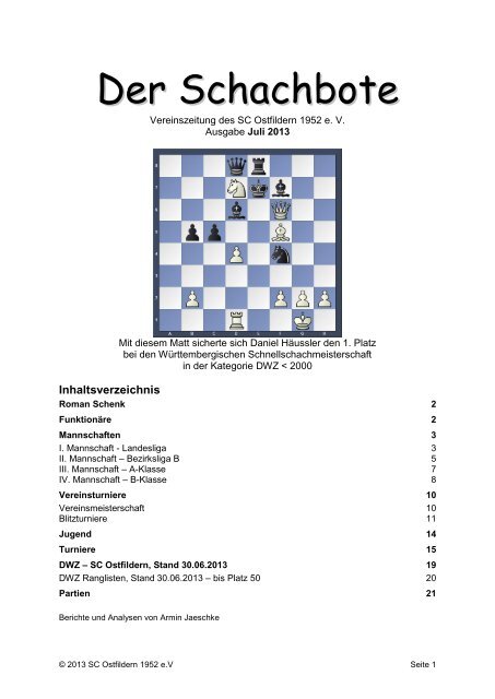 Der Schachbote 2013/07 - Schachclub Ostfildern 1952 eV