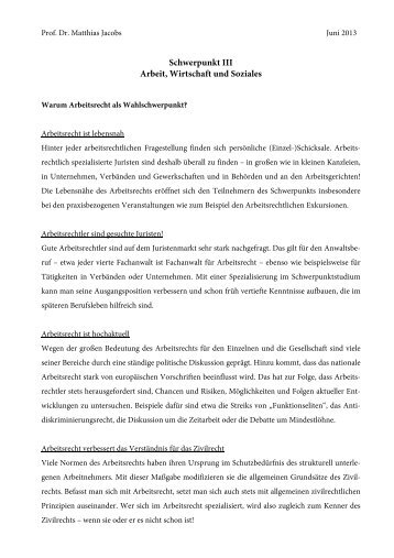 Schwerpunktbereich III - Bewerberportal der Bucerius Law School