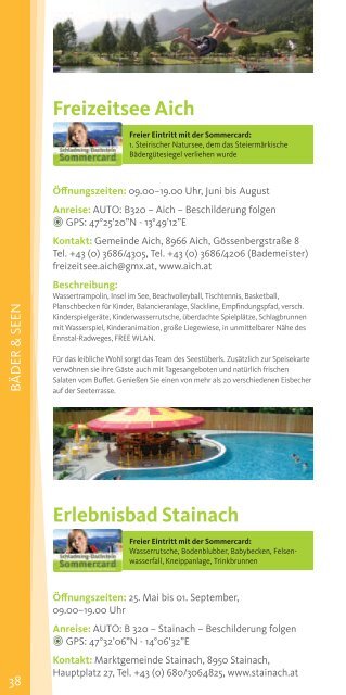 Leistungen Sommercard 2013 - Zirngast