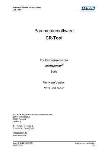 CR-Tool Softwarehandbuch DE V2.1 - ASTECH Angewandte ...
