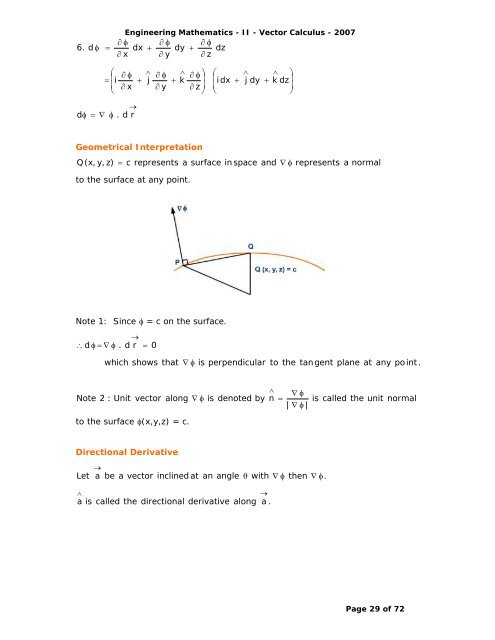 Syllabus Vector Differentiation - Velocity and Acceleration - Gradient ...