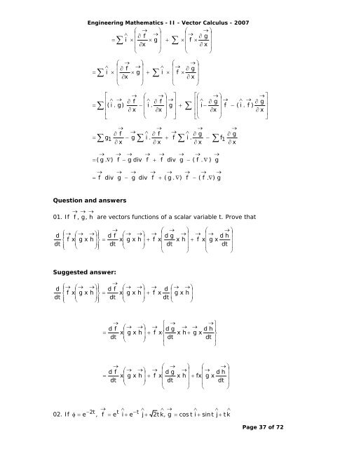 Syllabus Vector Differentiation - Velocity and Acceleration - Gradient ...