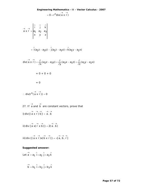 Syllabus Vector Differentiation - Velocity and Acceleration - Gradient ...